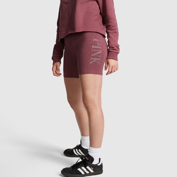 VS Pink SET Just Be Kind Graphic Tee & Morning Rose Shine Cotton Biker Shorts - Picture 9 of 13